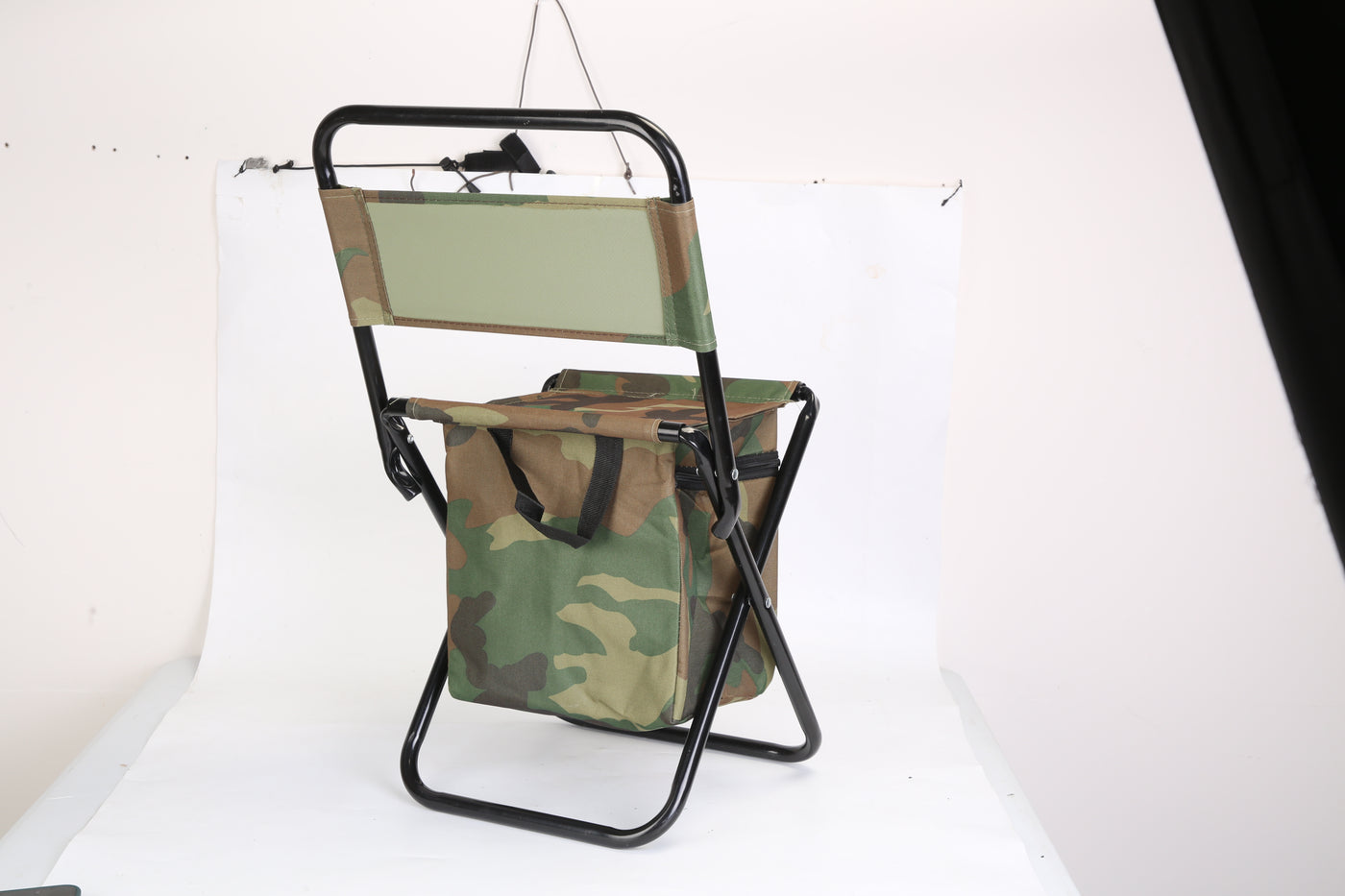 Foldable Fishing Chair With Backrest Built-In Cooler Bag