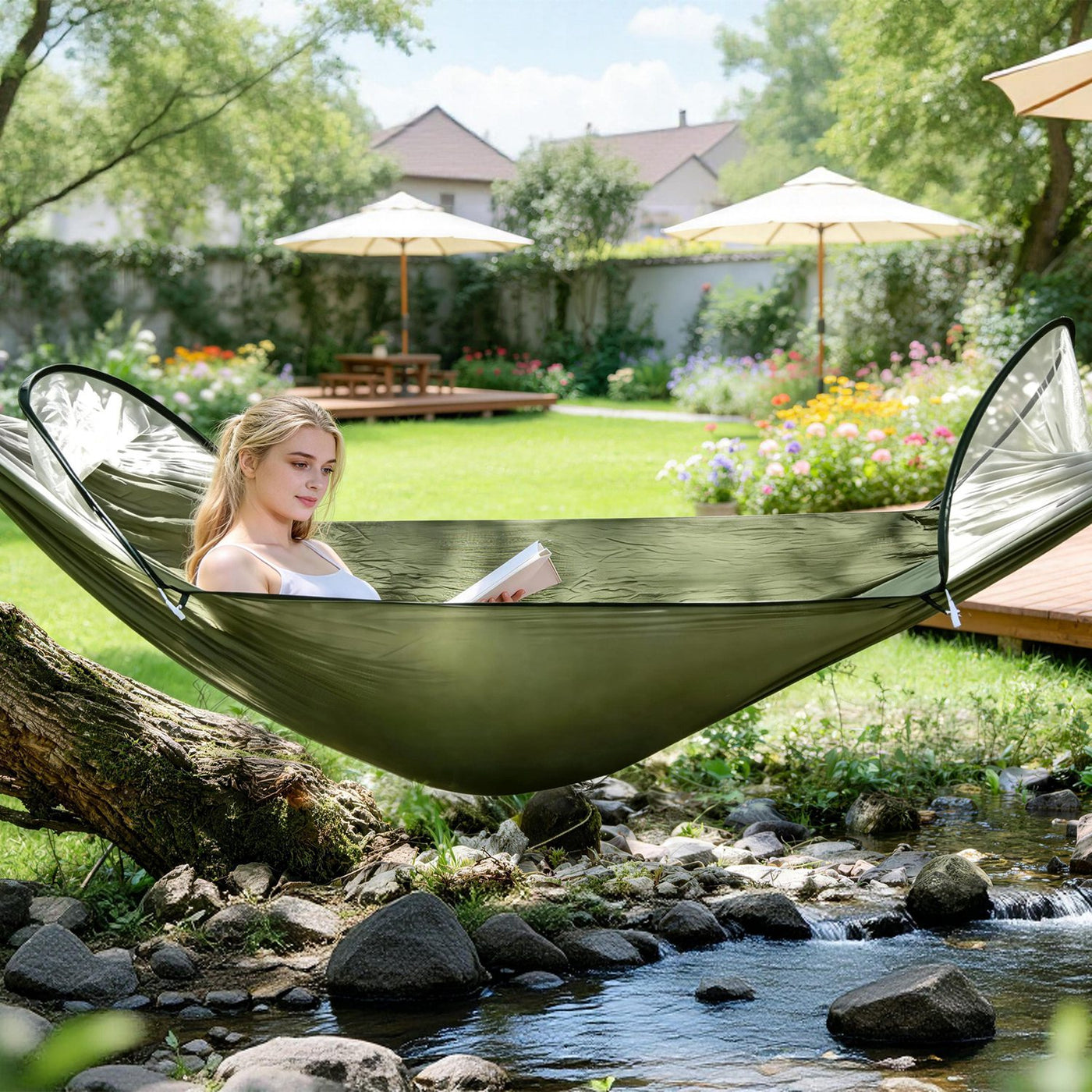 1Pc Camping Hammock With Mosquito Net Portable Hammock