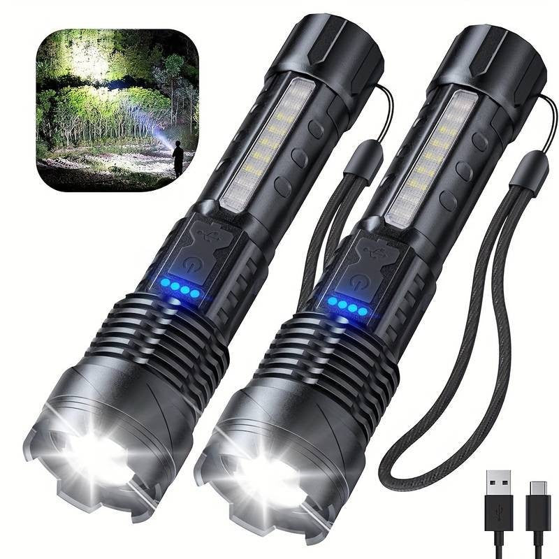 Rechargeable LED Flashlight Zoomable Tactical Torch Super Bright Work Light Lamp 3 Light USB Charging