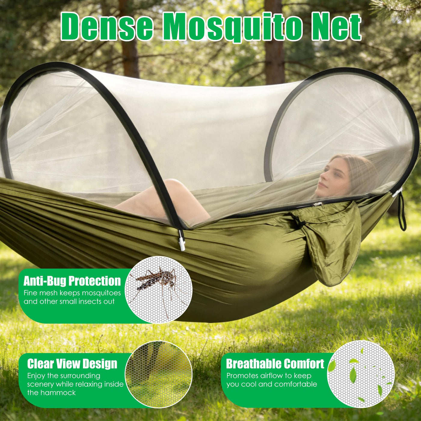 1Pc Camping Hammock With Mosquito Net Portable Hammock