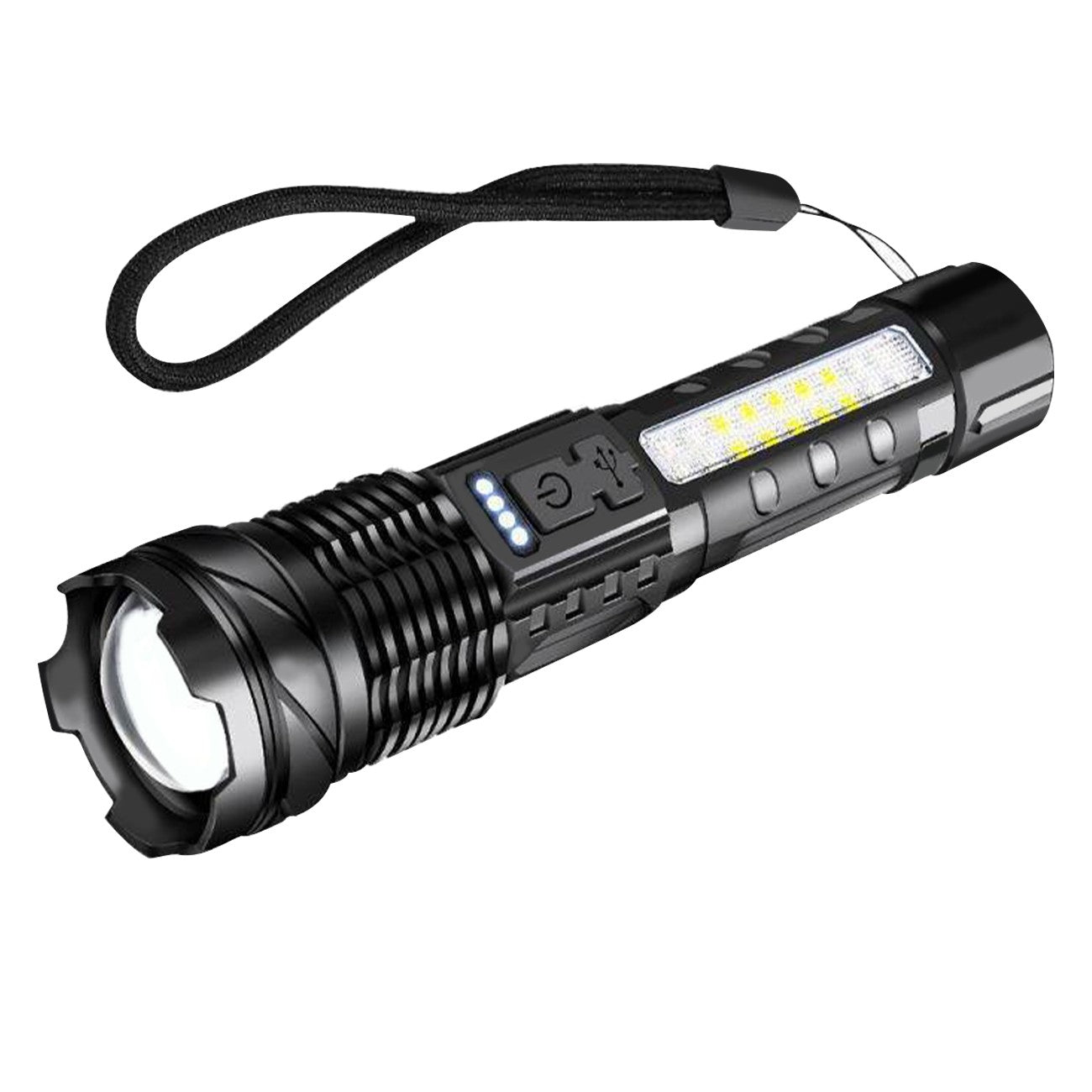 Rechargeable LED Flashlight Zoomable Tactical Torch Super Bright Work Light Lamp 3 Light USB Charging