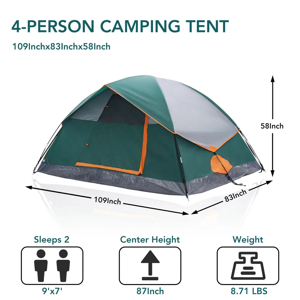 2-4 Person Camping Tent With Tent Fly