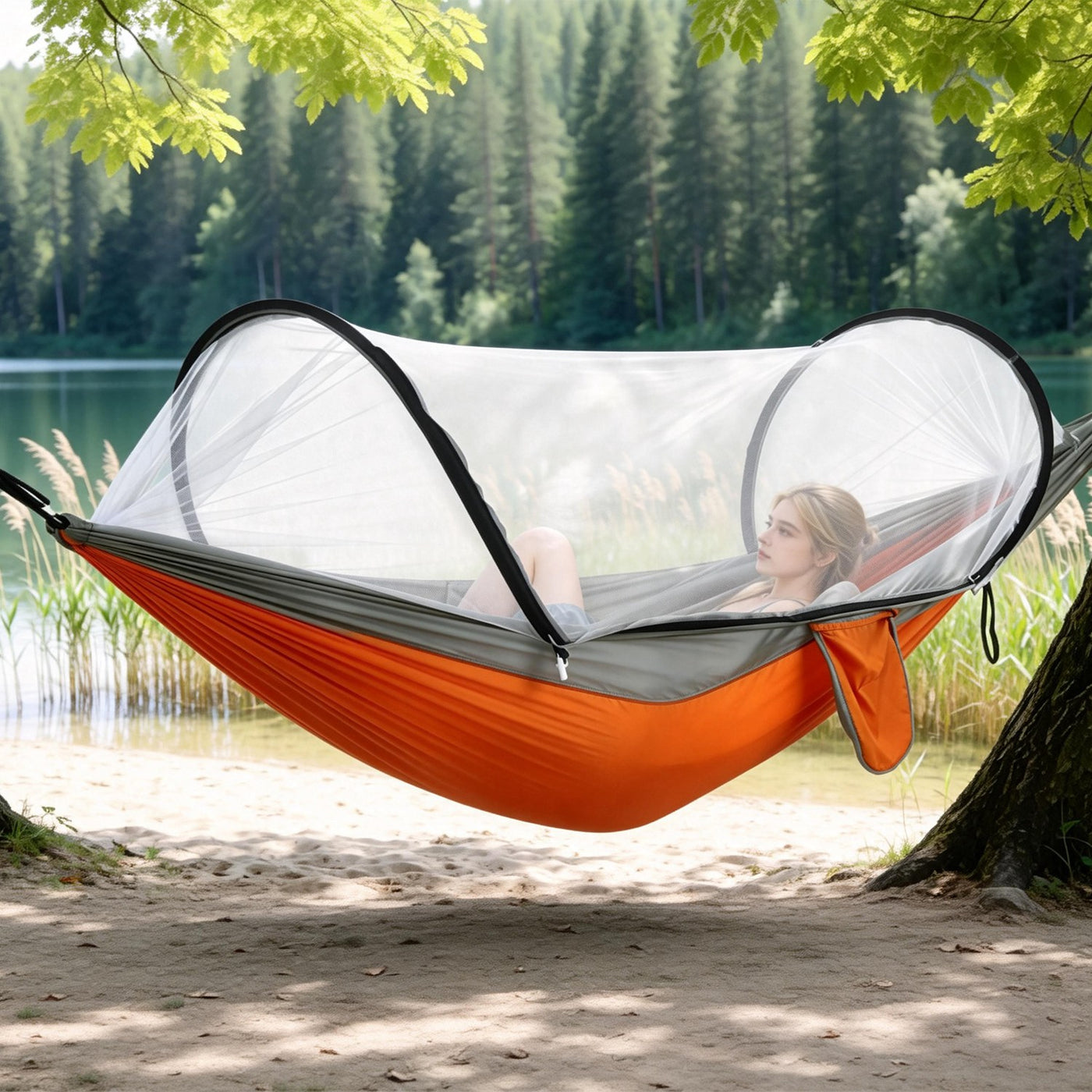 1Pc Camping Hammock With Mosquito Net Portable Hammock