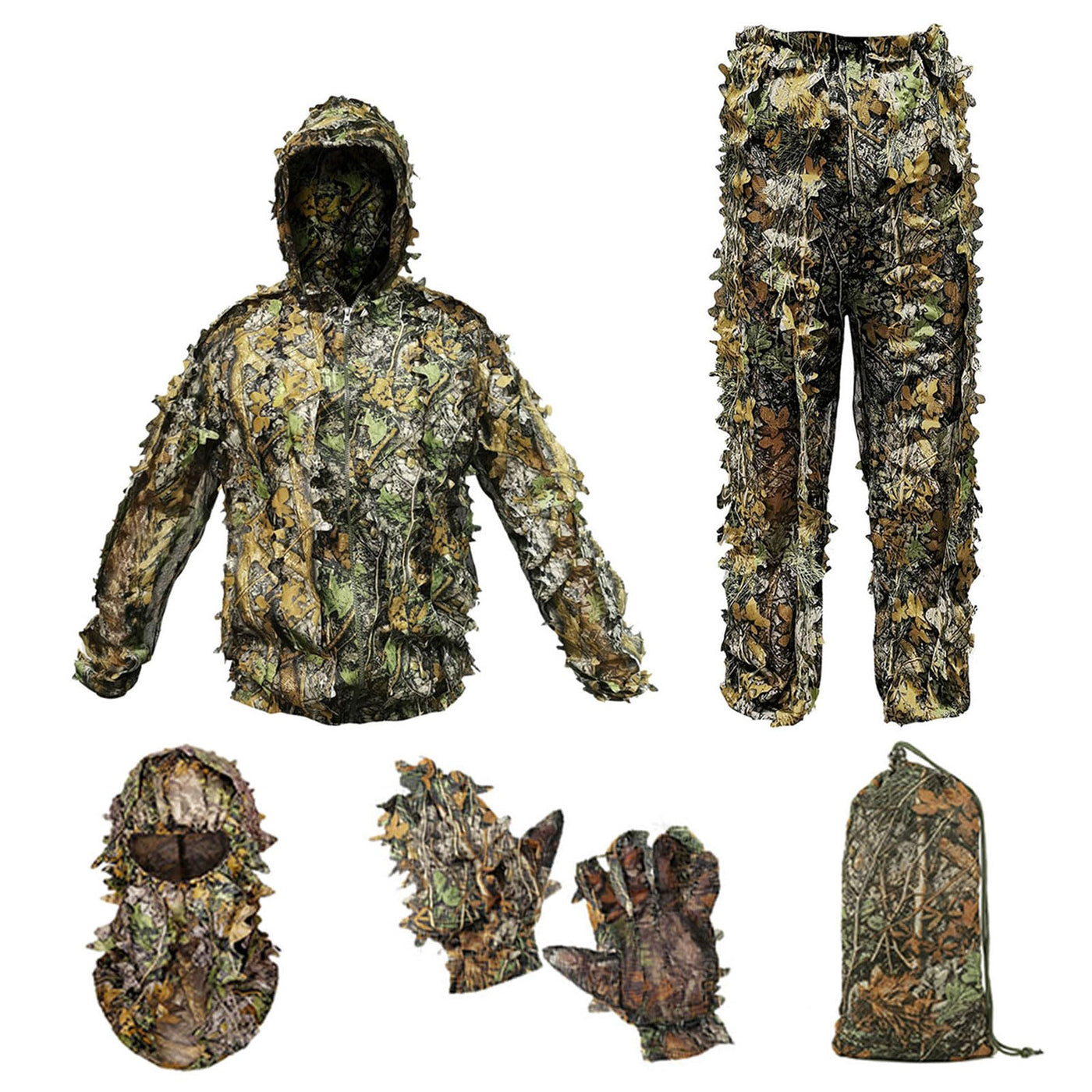 Ghillie Suit Camouflage Hunting Suits Outdoor 3D Leaf Lifelike