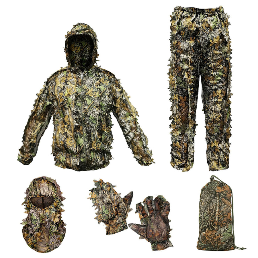 Ghillie Suit Camouflage Hunting Suits Outdoor 3D Leaf Lifelike