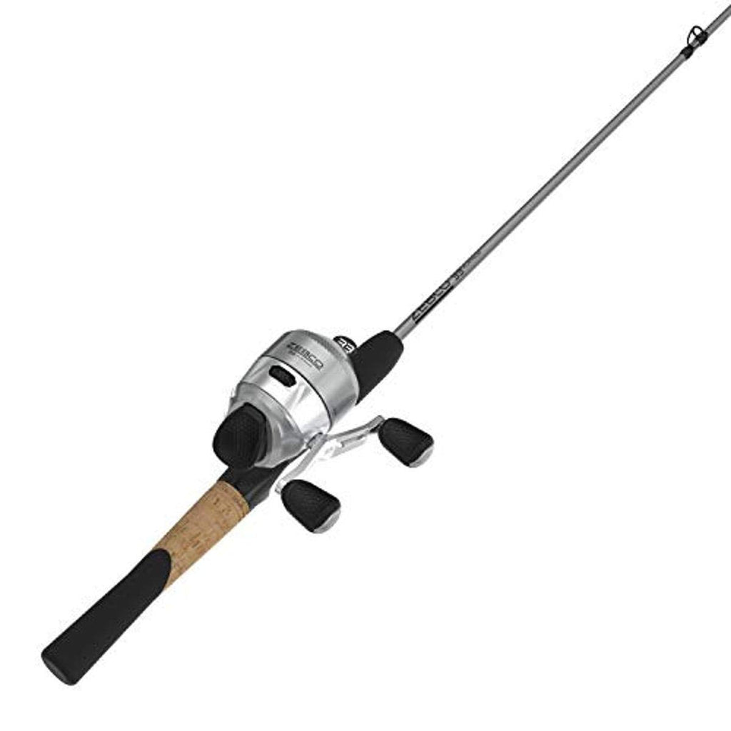 Zebco 33 Platinum Spincast Reel and Fishing Rod Combo 5-Foot 6-Inch 2-Piece Fiberglass Rod with EVA/Comfortable Cork Handle Instant Anti-Reverse Fishing Reel Including 3-Piece Tackle Kit Silver