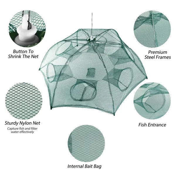Trap Net Portable Folded Fishing Bait Trap Shrimp Minnow Crab Bait Net