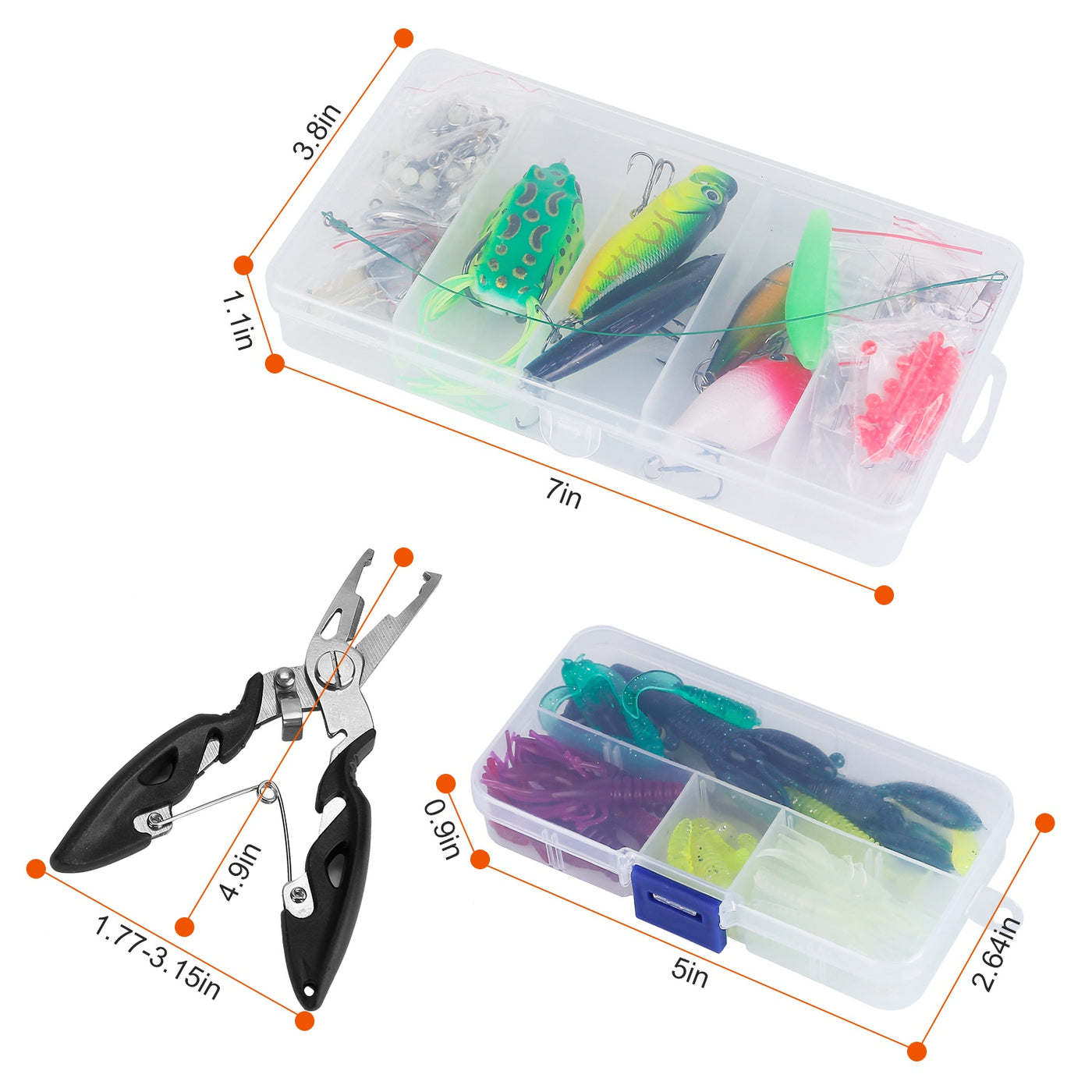 383Pcs Fishing Lures Tackle Box Fishing Animated Lure Crankbaits Spinnerbaits Soft Plastic Worm Saltwater Freshwater Fishing Kit