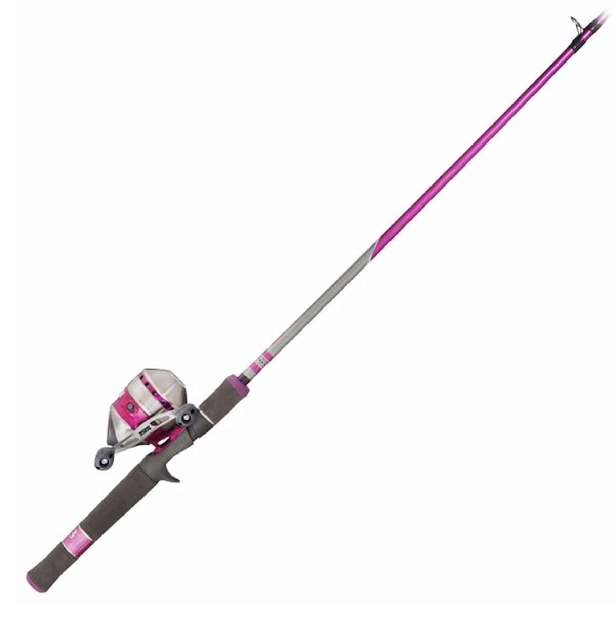 Zebco 33 Spincast Reel and Fishing Rod Combo 6-Foot 2-Piece Durable Fiberglass Fishing Pole Quickset Anti-Reverse Fishing Reel with Bite Alert Pink