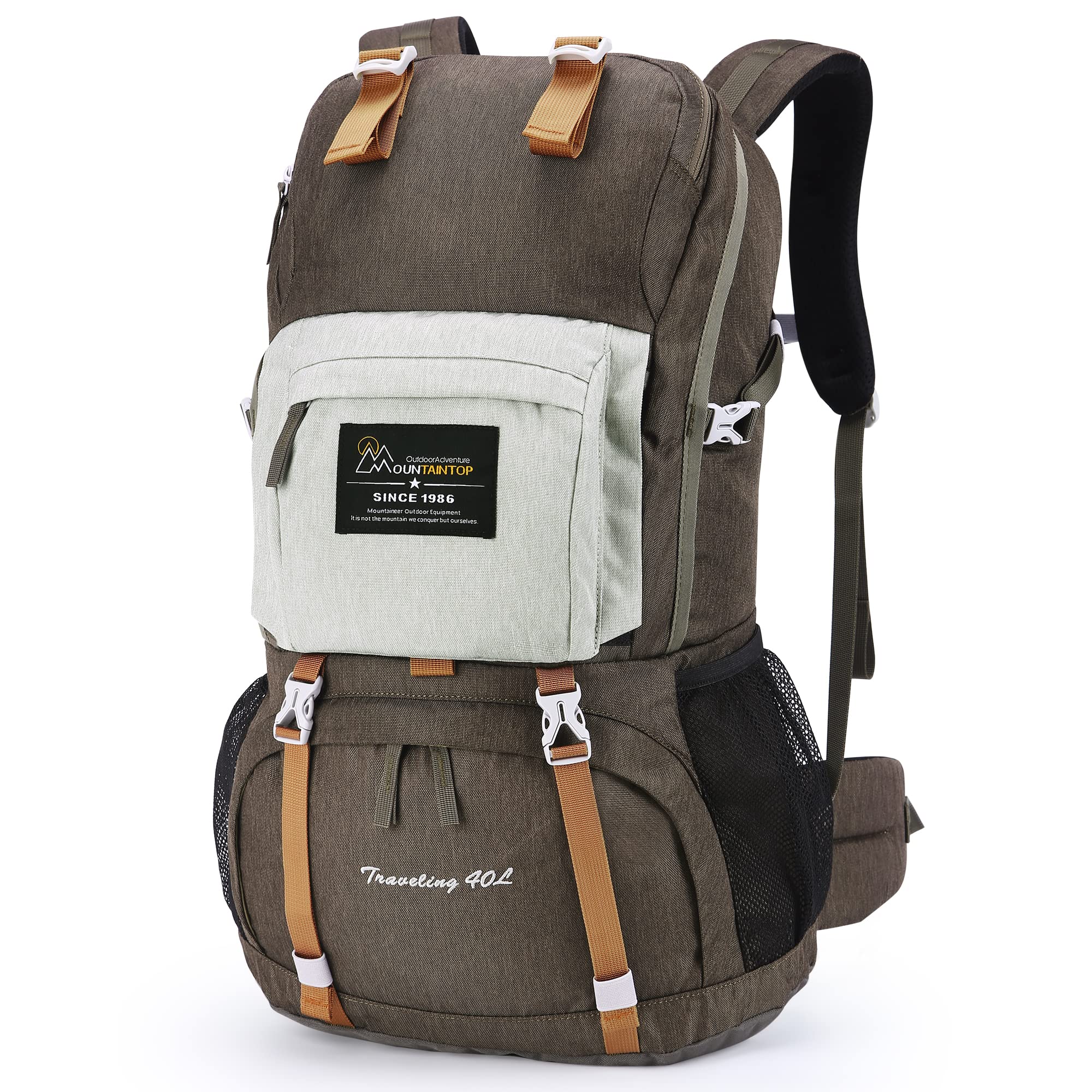 MOUNTAINTOP 40L Hiking Backpack Lightweight Travel Backpack for Men&Women Outdoor Camping Backpacking with Rain Cover