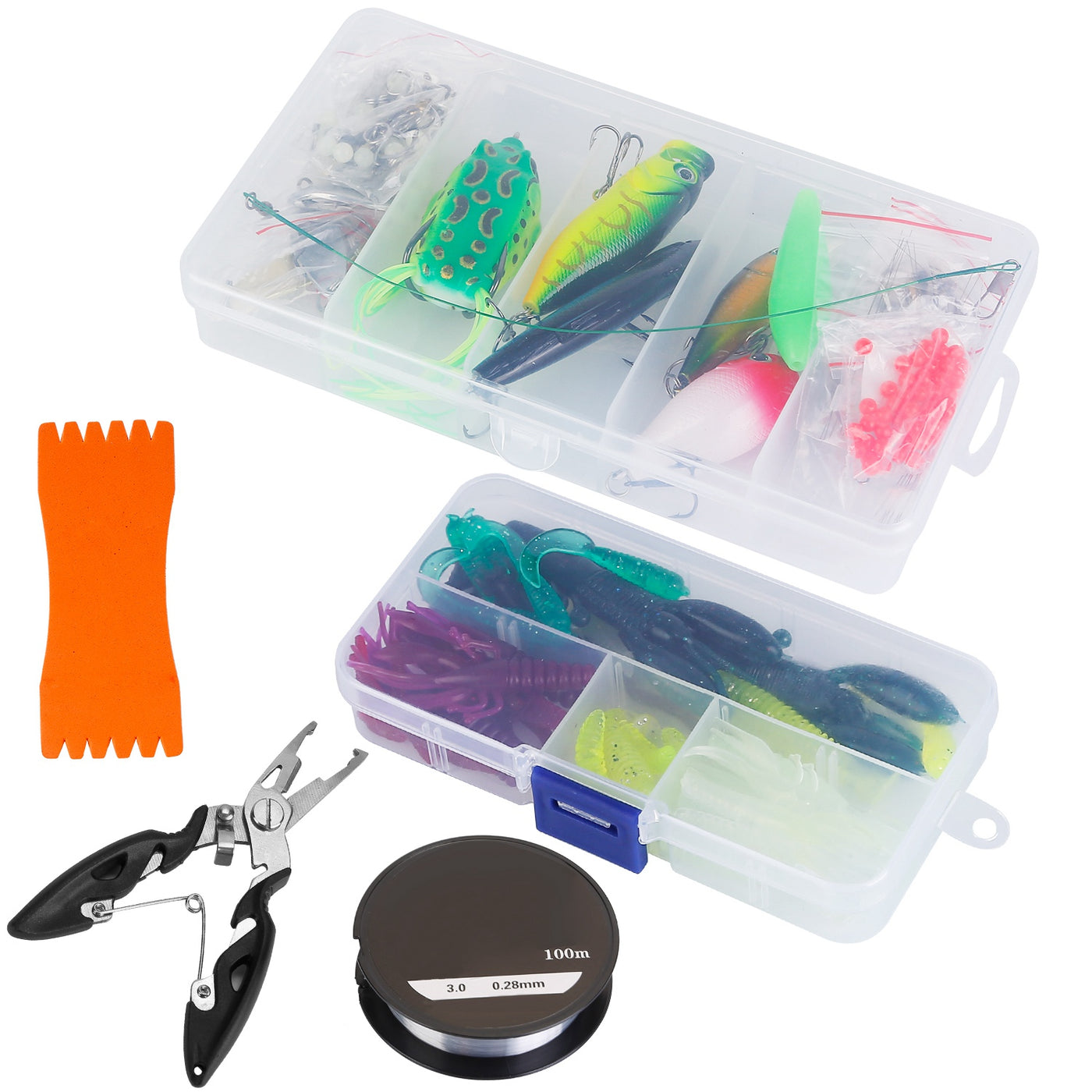 383Pcs Fishing Lures Tackle Box Fishing Animated Lure Crankbaits Spinnerbaits Soft Plastic Worm Saltwater Freshwater Fishing Kit