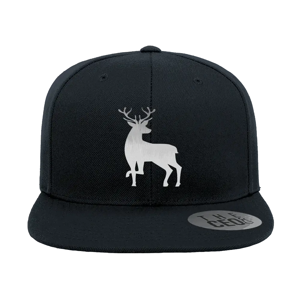 Deer Color 2 Embroidered Flat Bill Hat