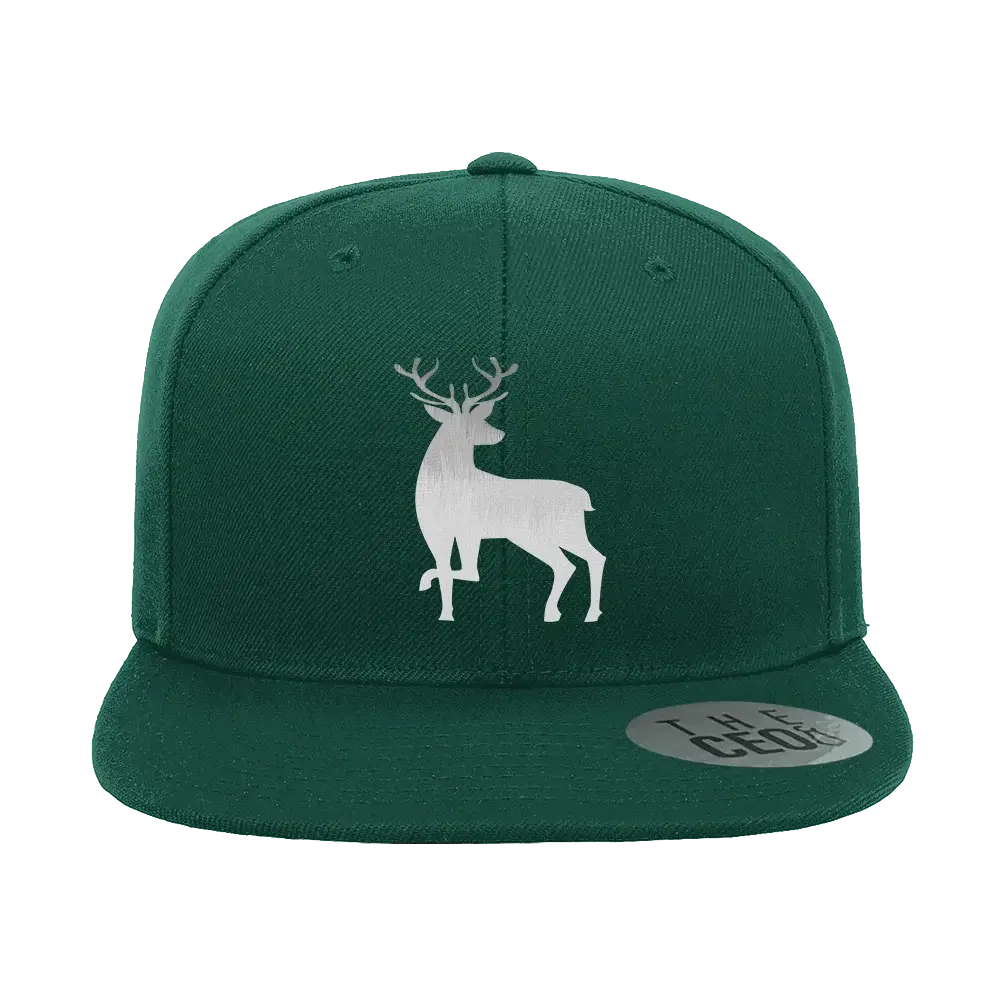 Deer Color 2 Embroidered Flat Bill Hat
