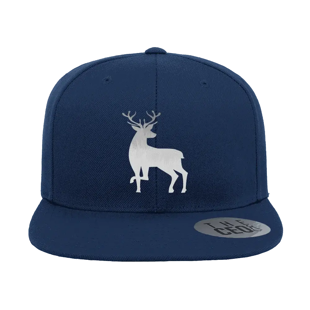 Deer Color 2 Embroidered Flat Bill Hat
