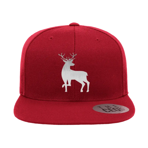 Deer Color 2 Embroidered Flat Bill Hat