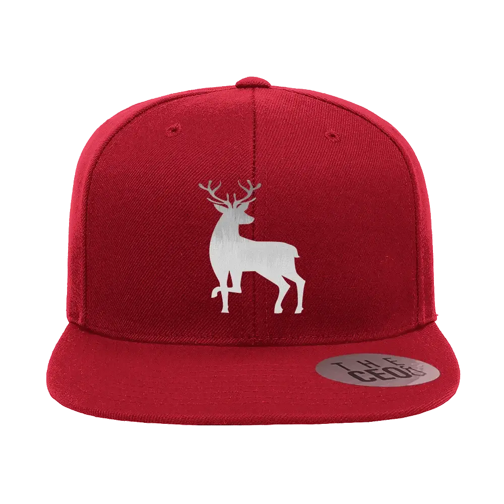 Deer Color 2 Embroidered Flat Bill Hat