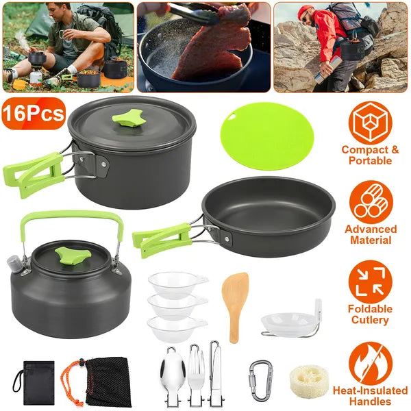 16-Piece Camping Cookware Kit